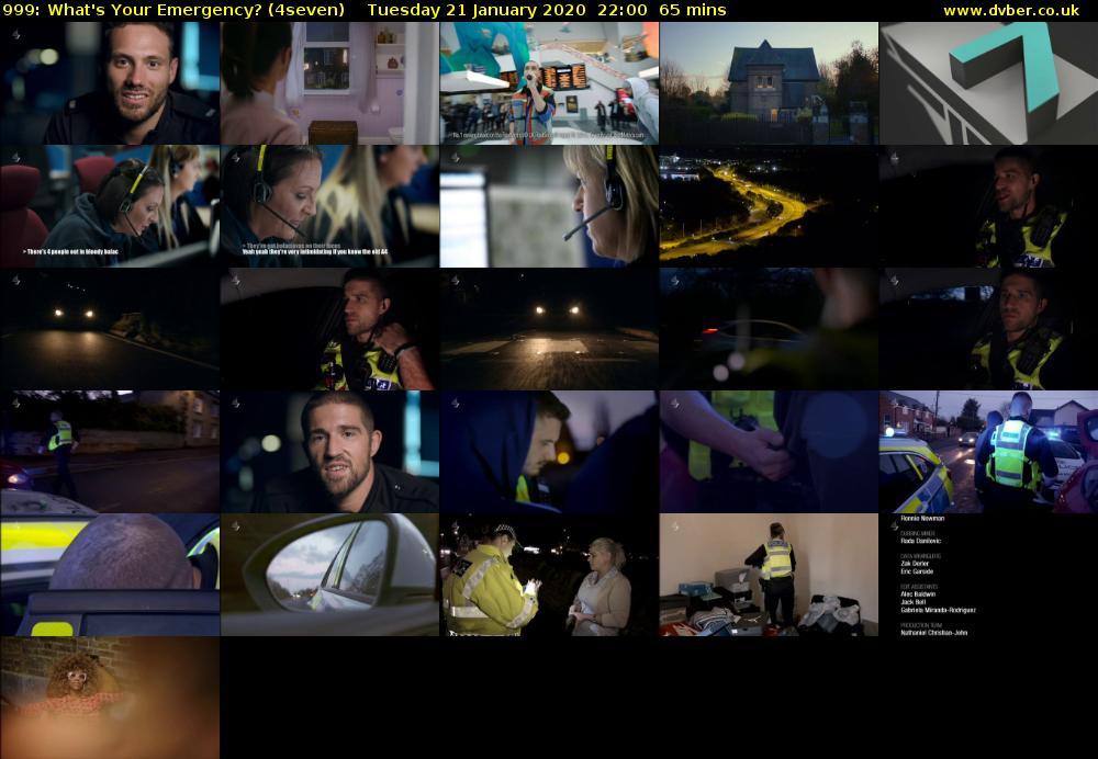 999: What's Your Emergency? (4seven) Tuesday 21 January 2020 22:00 - 23:05