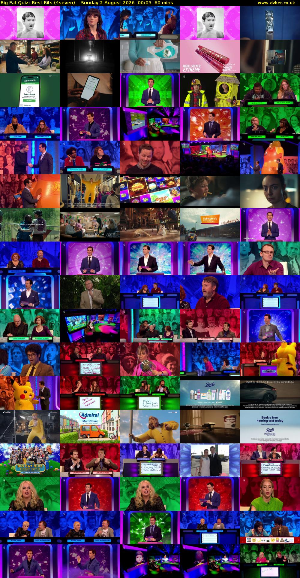 Big Fat Quiz: Best Bits (4seven) Sunday 2 August 2026 00:05 - 01:05