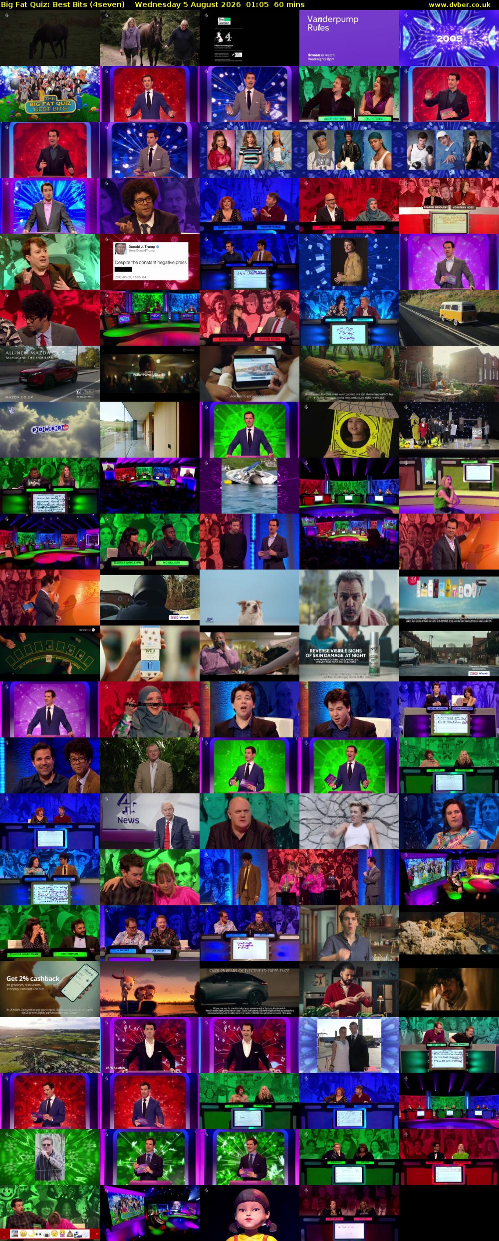 Big Fat Quiz: Best Bits (4seven) Wednesday 5 August 2026 01:05 - 02:05