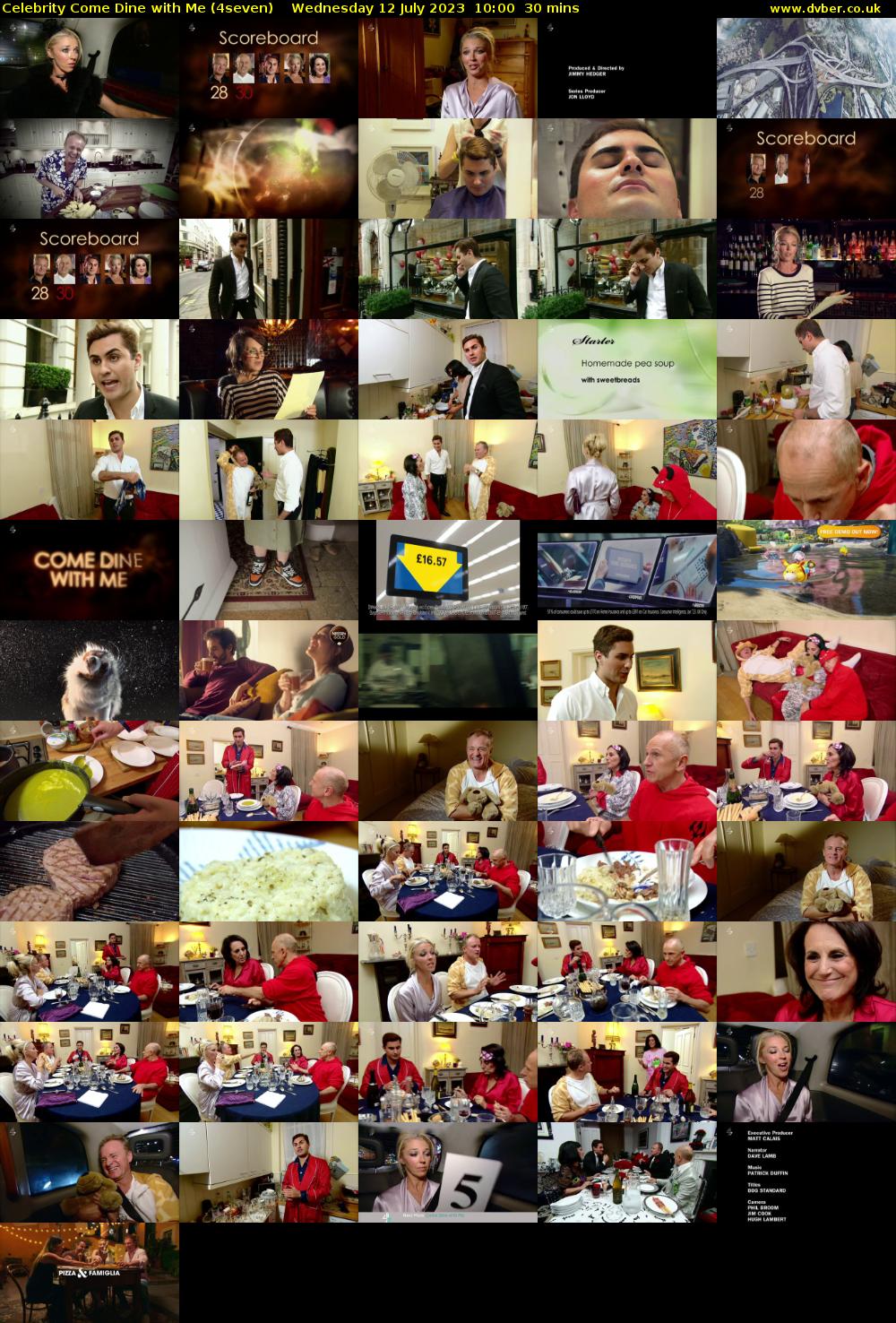 Celebrity Come Dine with Me (4seven) Wednesday 12 July 2023 10:00 - 10:30