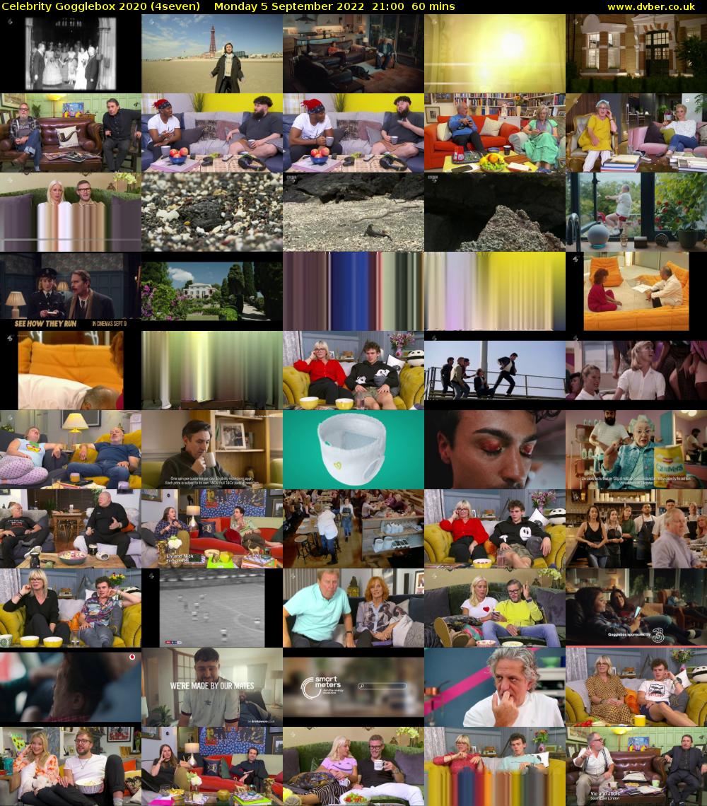 Celebrity Gogglebox 2020 (4seven) Monday 5 September 2022 21:00 - 22:00