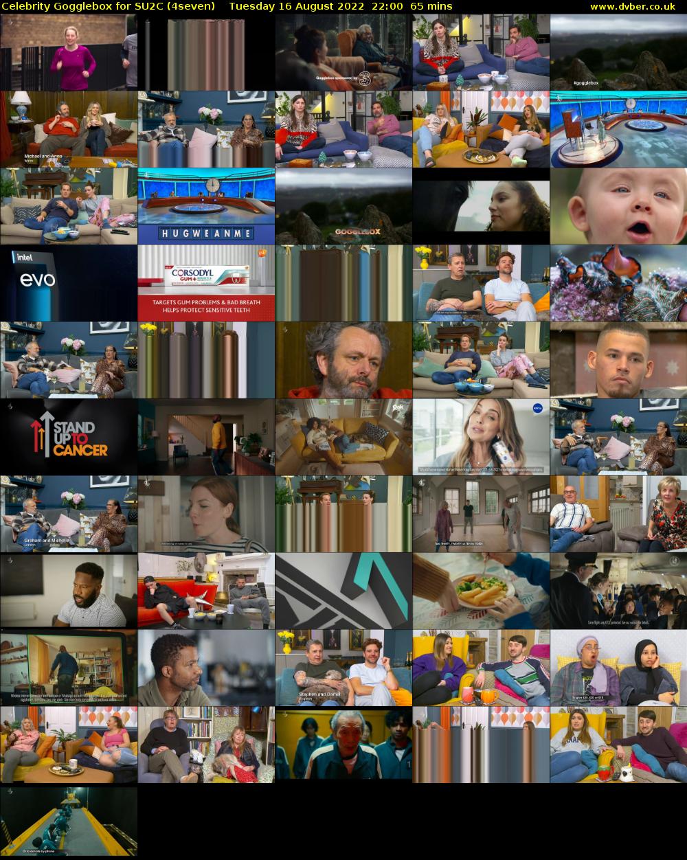 Celebrity Gogglebox for SU2C (4seven) Tuesday 16 August 2022 22:00 - 23:05