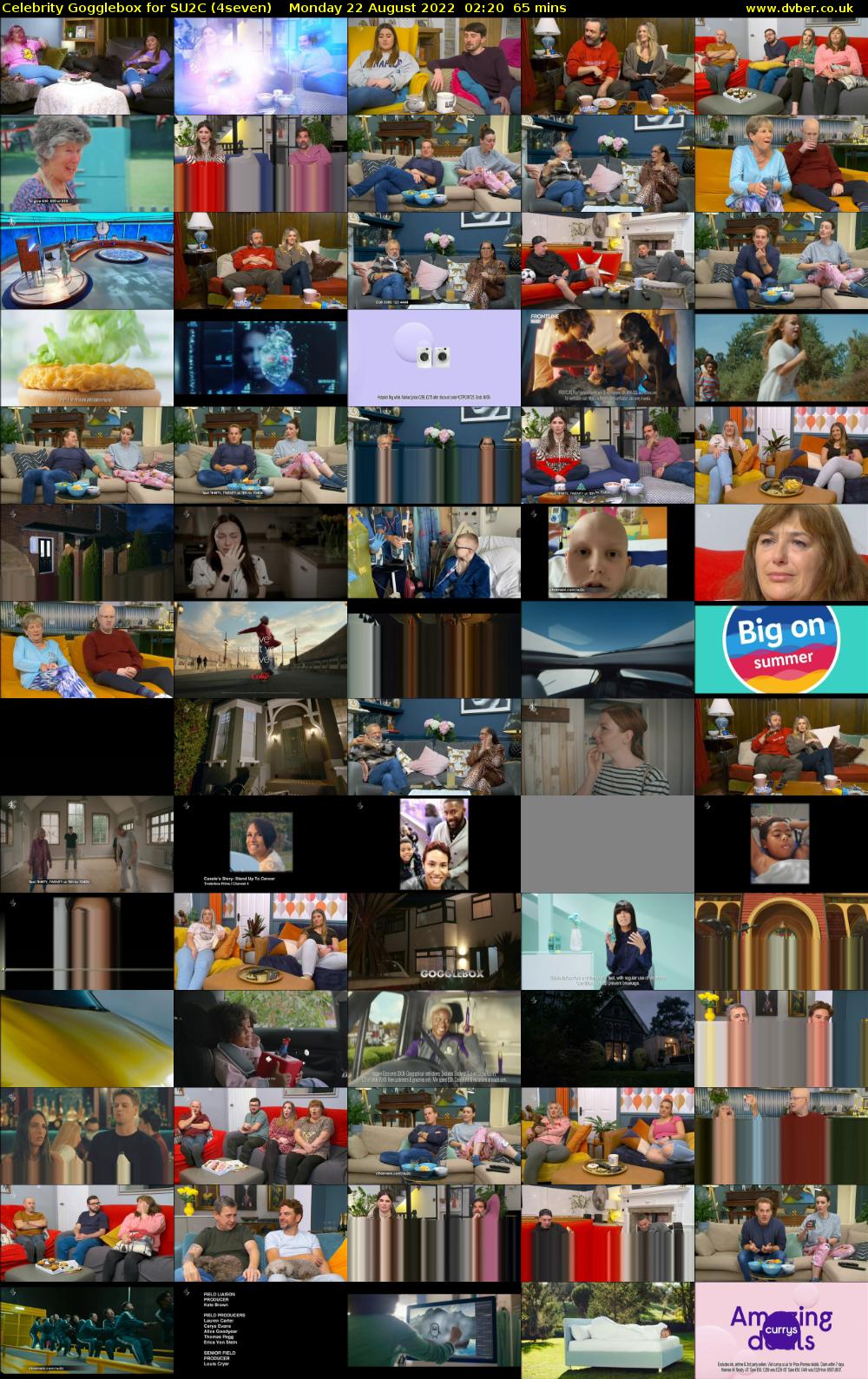 Celebrity Gogglebox for SU2C (4seven) Monday 22 August 2022 02:20 - 03:25