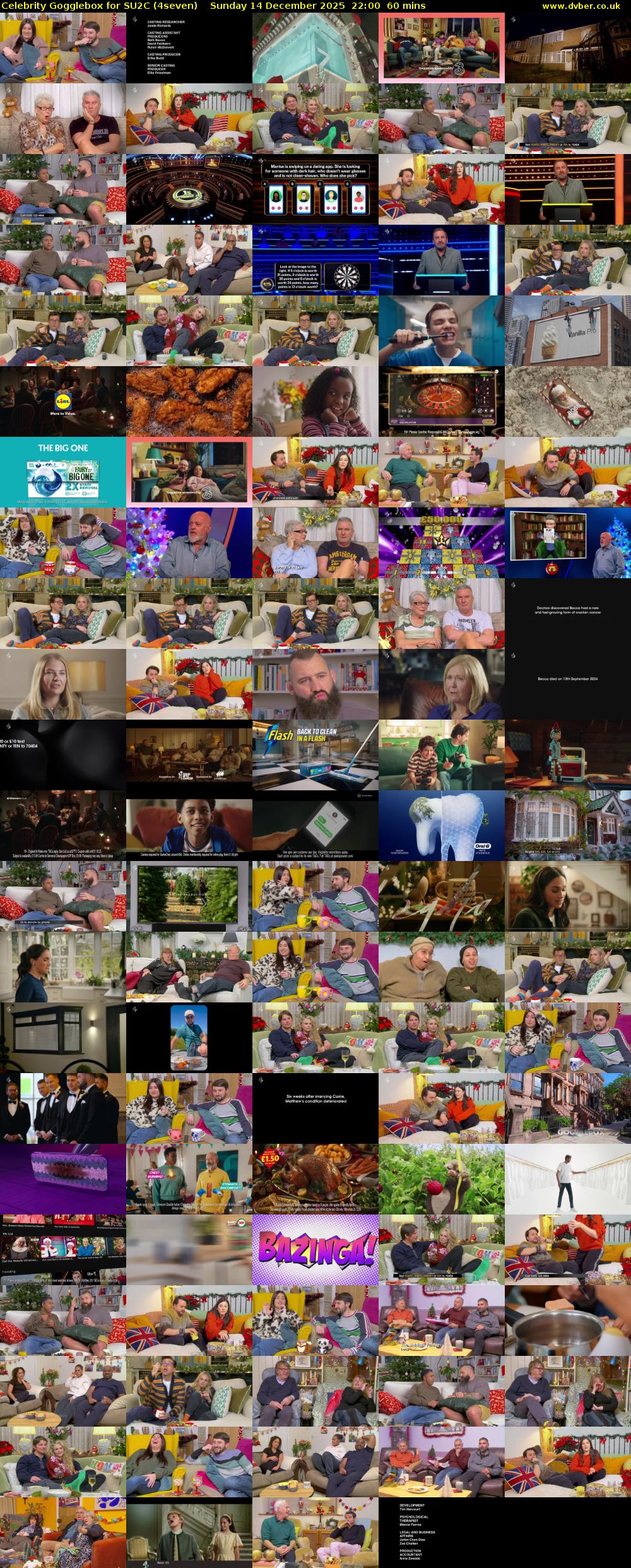 Celebrity Gogglebox for SU2C (4seven) Sunday 14 December 2025 22:00 - 23:00
