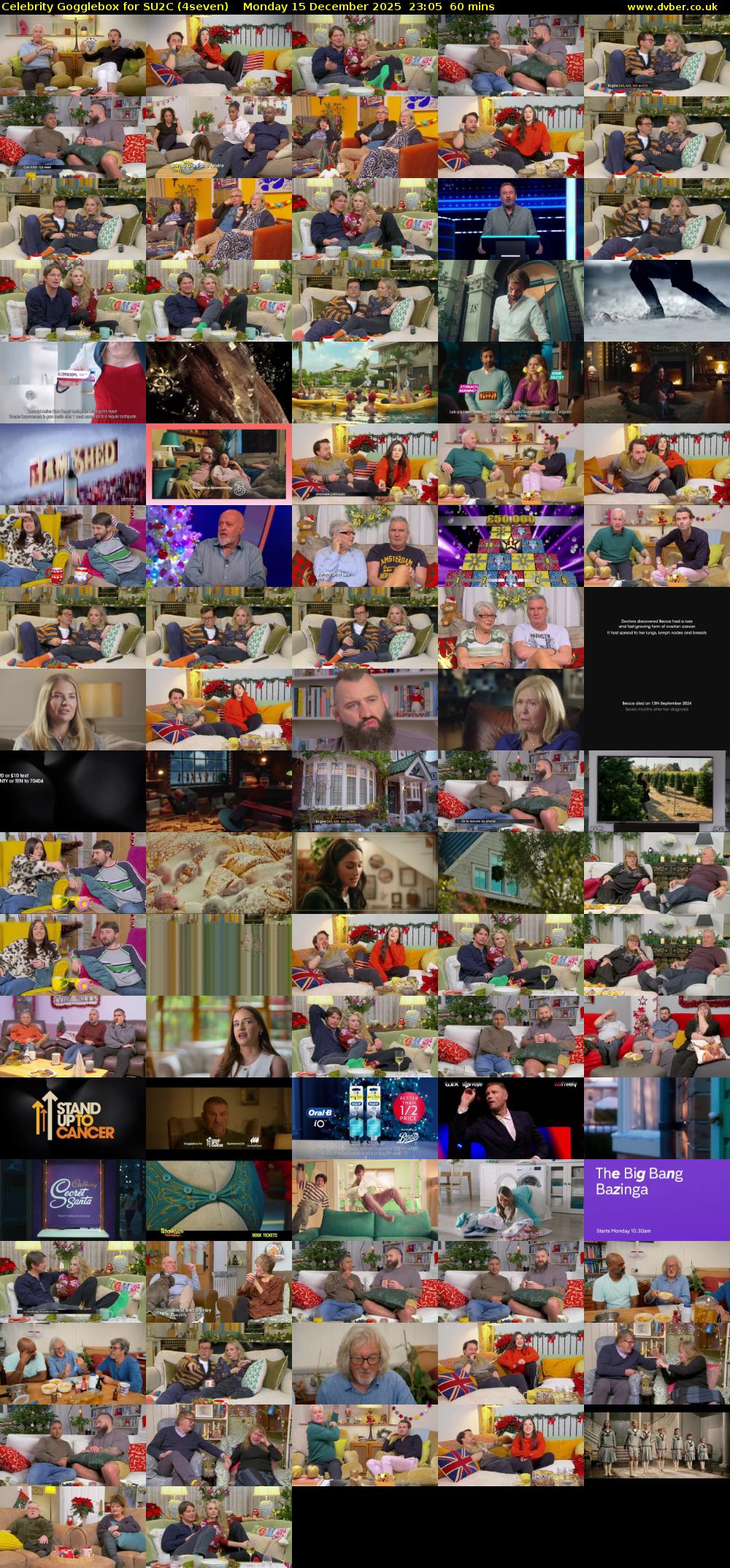 Celebrity Gogglebox for SU2C (4seven) Monday 15 December 2025 23:05 - 00:05