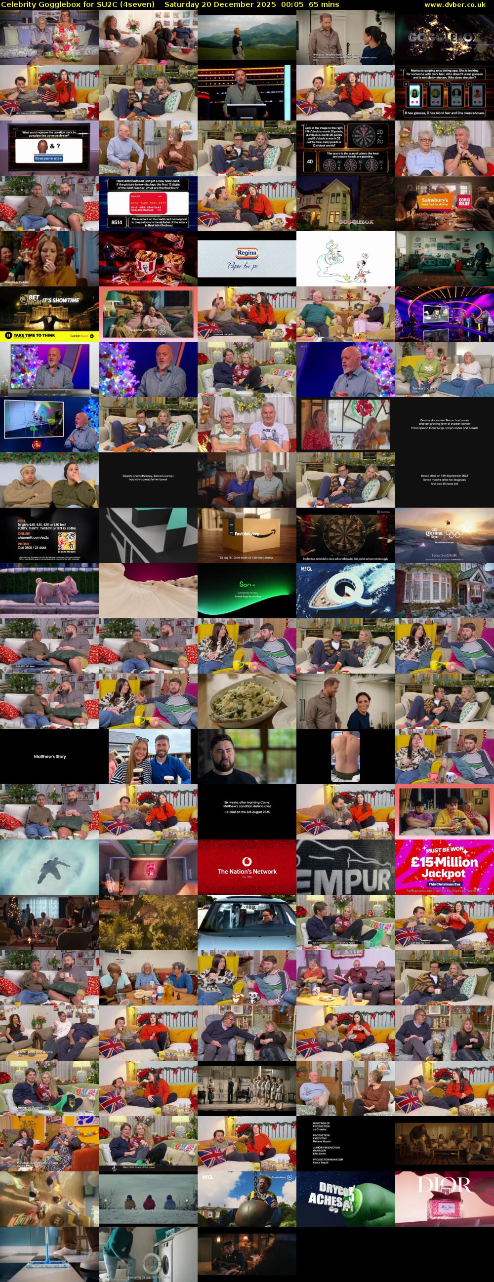 Celebrity Gogglebox for SU2C (4seven) Saturday 20 December 2025 00:05 - 01:10