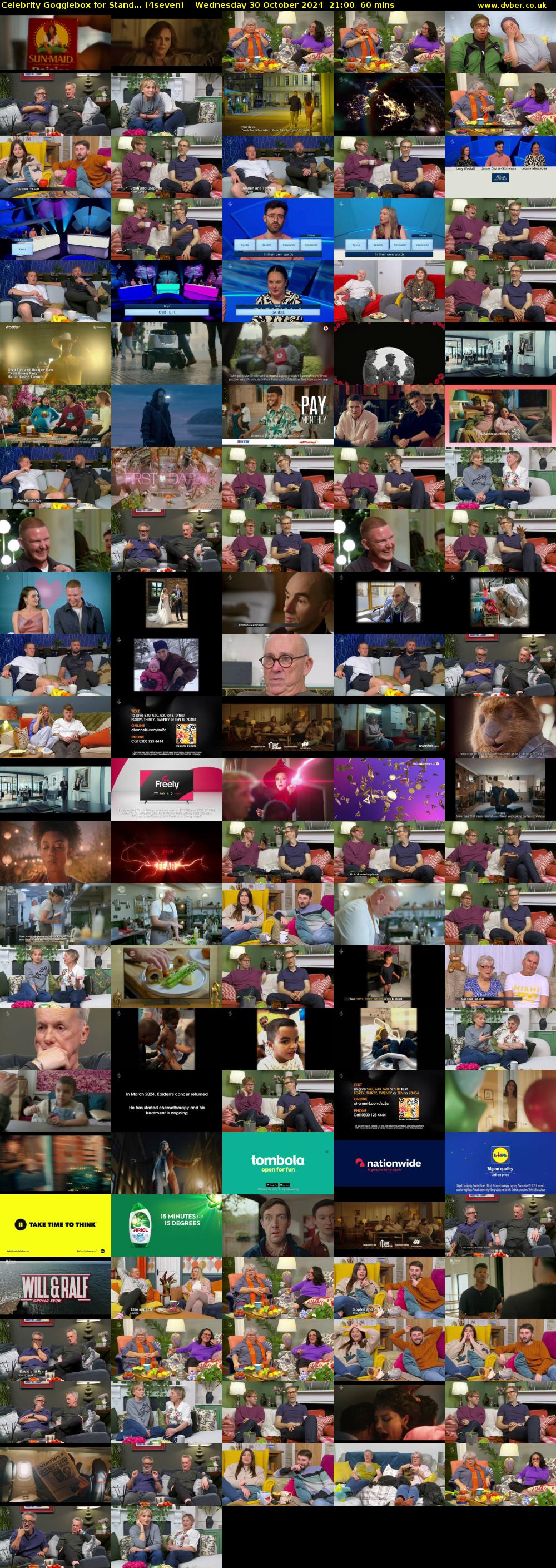 Celebrity Gogglebox for Stand... (4seven) Wednesday 30 October 2024 21:00 - 22:00