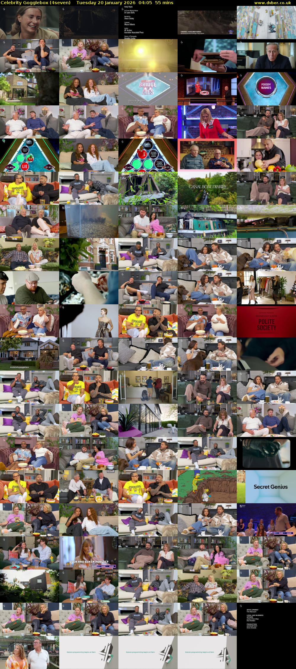 Celebrity Gogglebox (4seven) Tuesday 20 January 2026 04:05 - 05:00