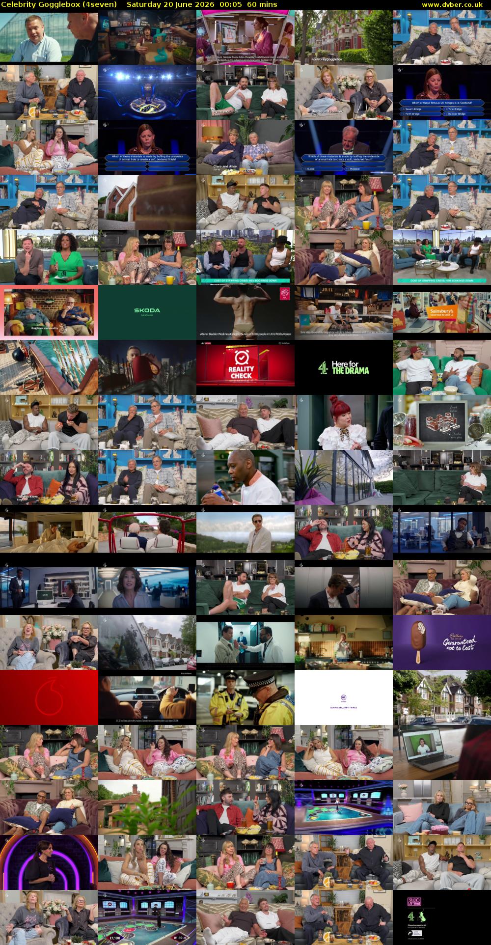 Celebrity Gogglebox (4seven) Saturday 20 June 2026 00:05 - 01:05