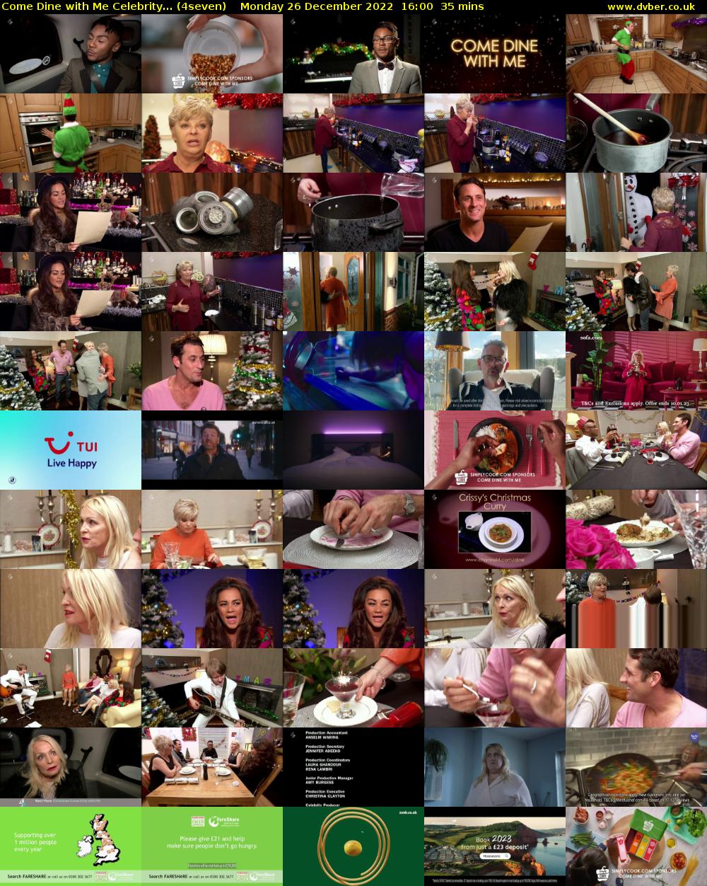 Come Dine with Me Celebrity... (4seven) Monday 26 December 2022 16:00 - 16:35