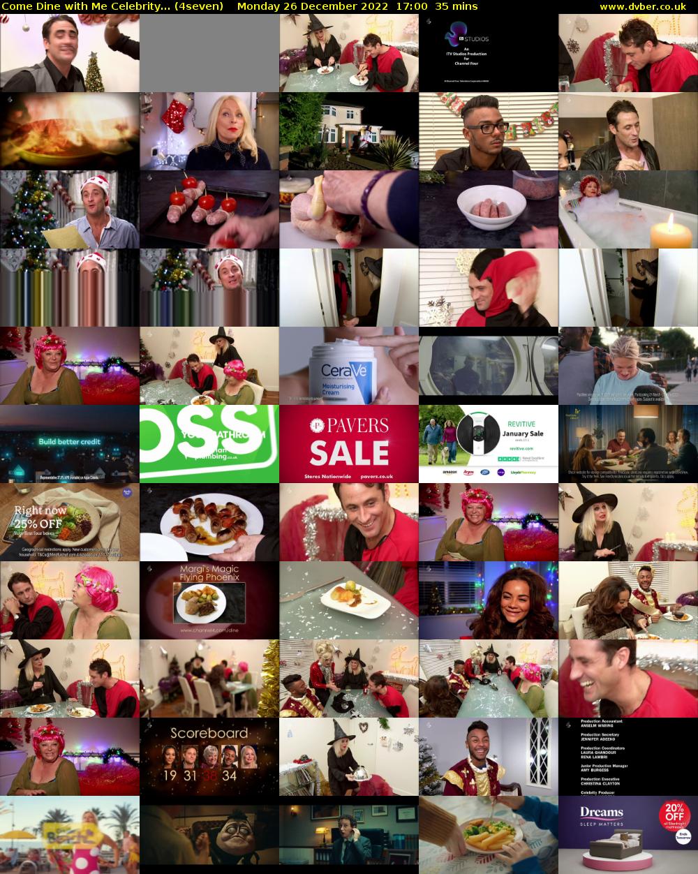 Come Dine with Me Celebrity... (4seven) Monday 26 December 2022 17:00 - 17:35