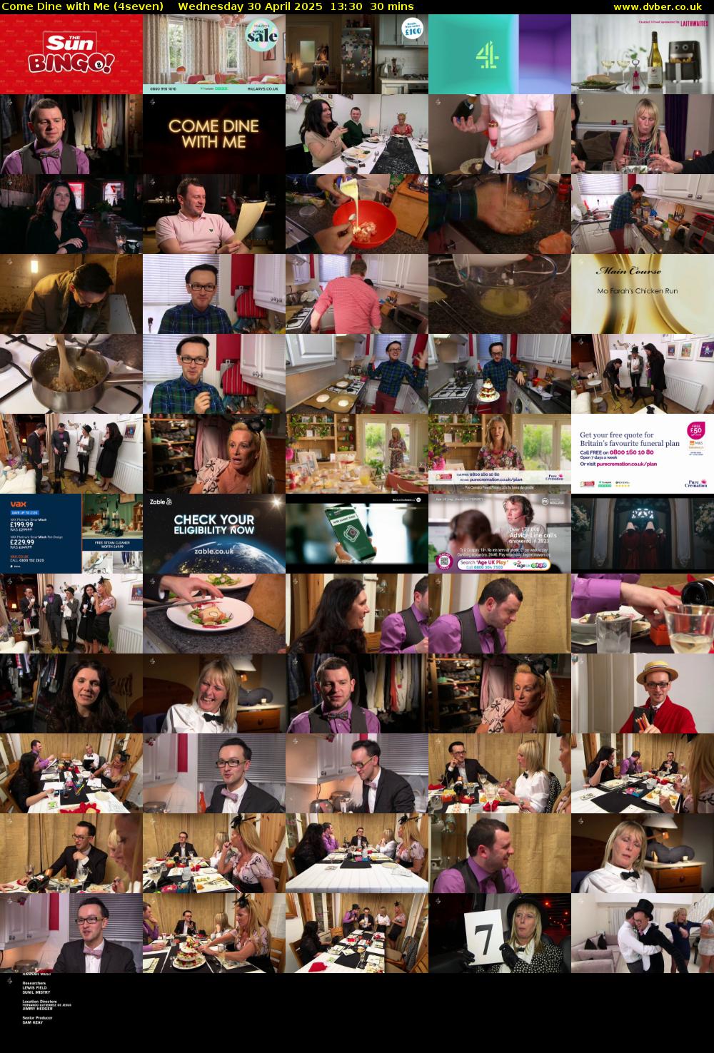 Come Dine with Me (4seven) Wednesday 30 April 2025 13:30 - 14:00