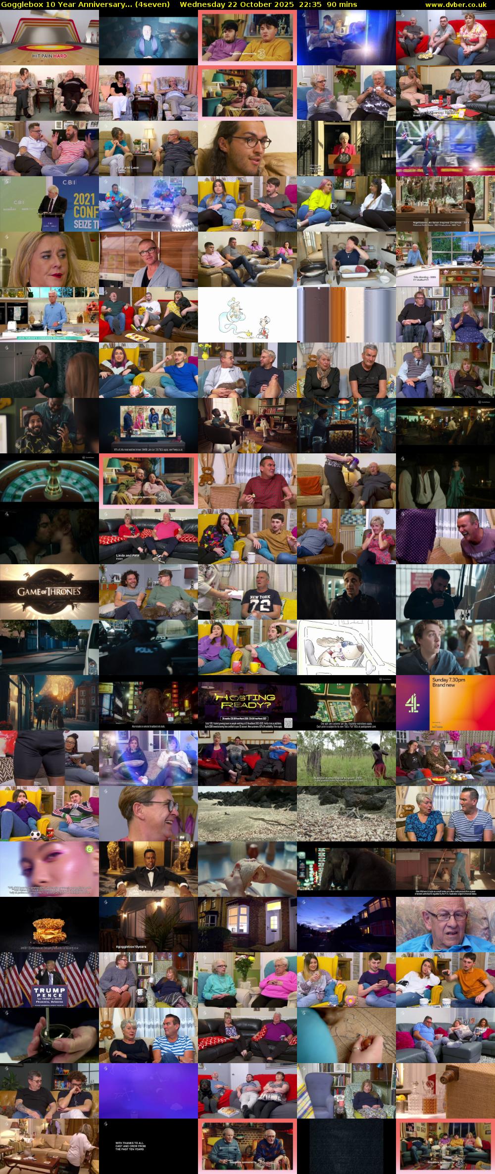 Gogglebox 10 Year Anniversary... (4seven) Wednesday 22 October 2025 22:35 - 00:05