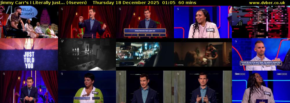 Jimmy Carr's I Literally Just... (4seven) Thursday 18 December 2025 01:05 - 02:05