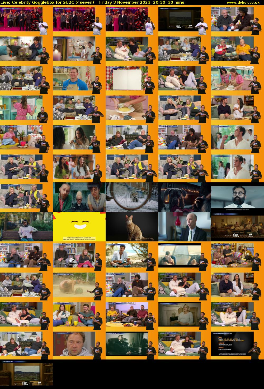 Live: Celebrity Gogglebox for SU2C (4seven) Friday 3 November 2023 20:30 - 21:00