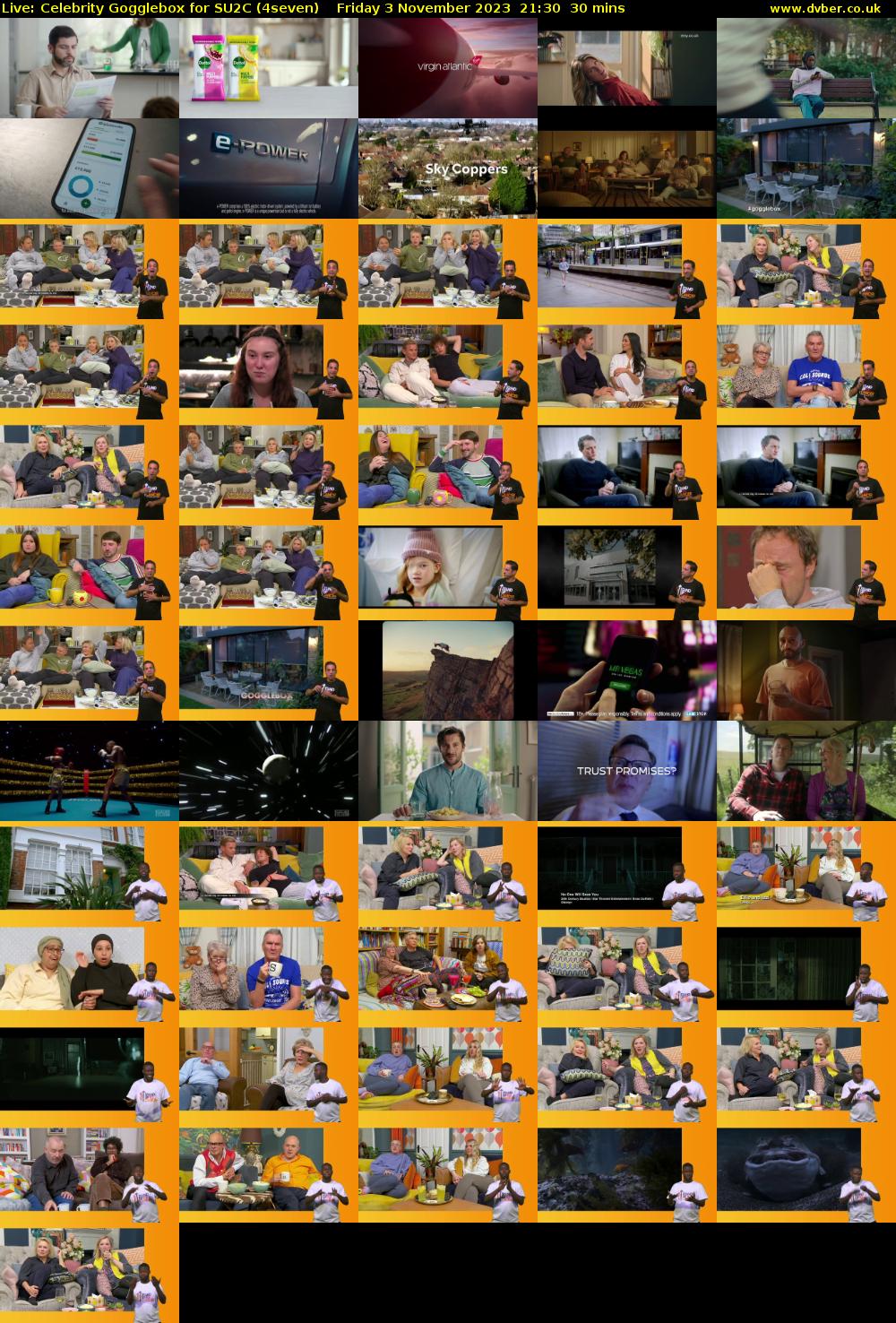 Live: Celebrity Gogglebox for SU2C (4seven) Friday 3 November 2023 21:30 - 22:00