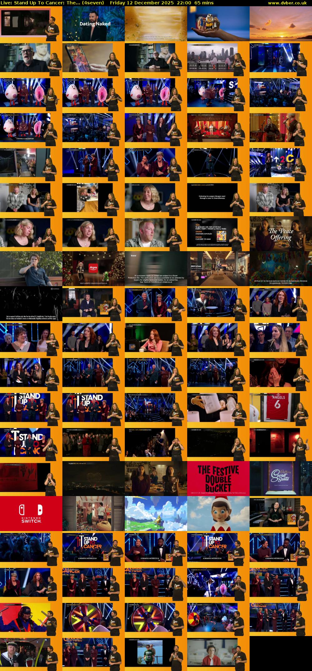 Live: Stand Up To Cancer: The... (4seven) Friday 12 December 2025 22:00 - 23:05