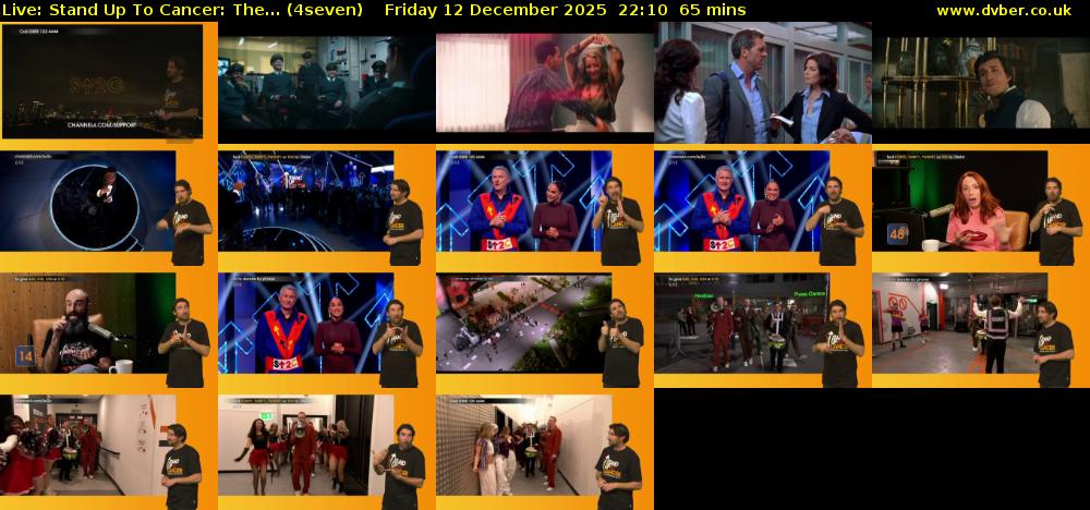 Live: Stand Up To Cancer: The... (4seven) Friday 12 December 2025 22:10 - 23:15