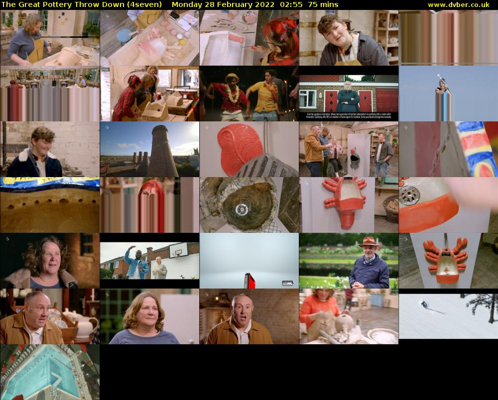 The Great Pottery Throw Down (4seven) Monday 28 February 2022 02:55 - 04:10