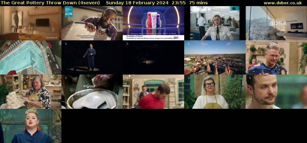 The Great Pottery Throw Down (4seven) Sunday 18 February 2024 23:55 - 01:10