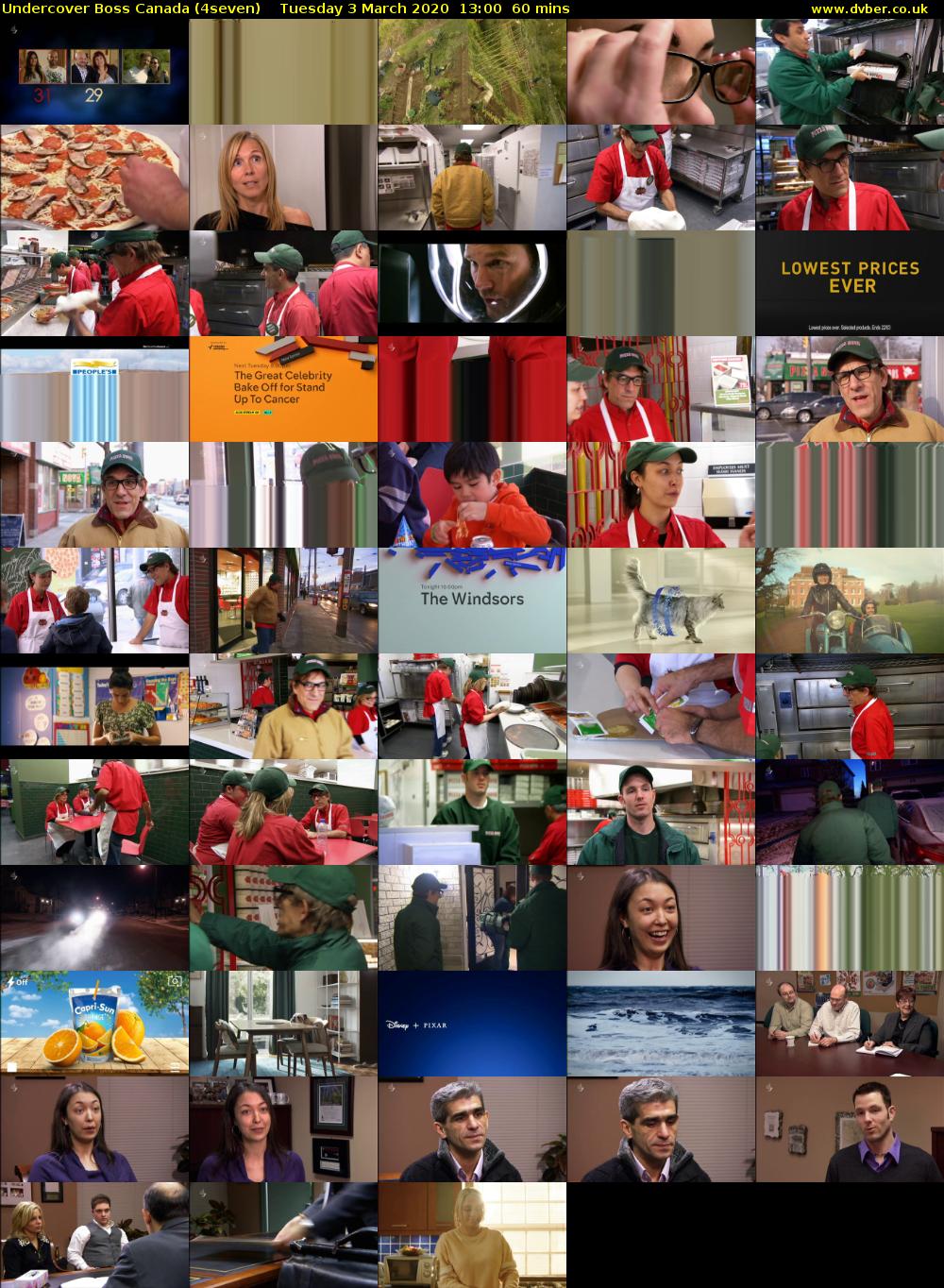 Undercover Boss Canada (4seven) Tuesday 3 March 2020 13:00 - 14:00