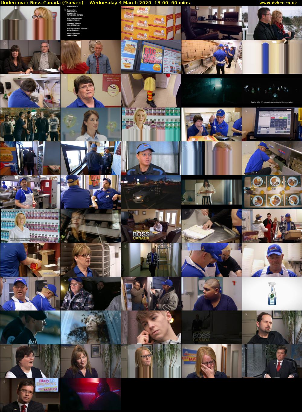 Undercover Boss Canada (4seven) Wednesday 4 March 2020 13:00 - 14:00