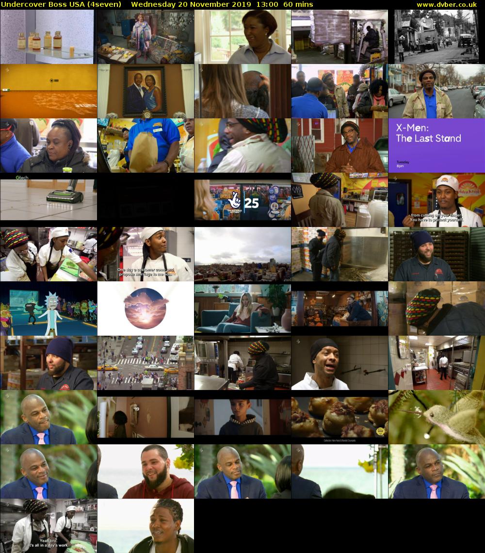 Undercover Boss USA (4seven) Wednesday 20 November 2019 13:00 - 14:00