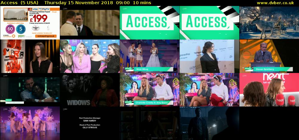 Access  (5 USA) Thursday 15 November 2018 09:00 - 09:10