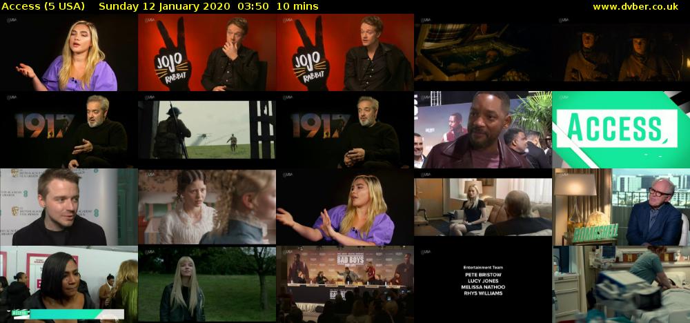 Access (5 USA) Sunday 12 January 2020 03:50 - 04:00