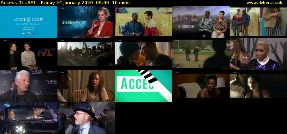 Access (5 USA) Friday 24 January 2020 09:00 - 09:10