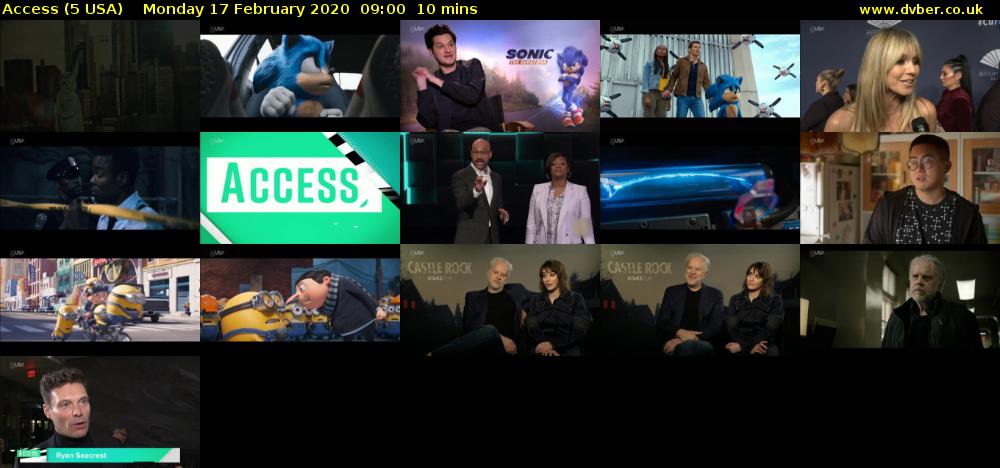 Access (5 USA) Monday 17 February 2020 09:00 - 09:10