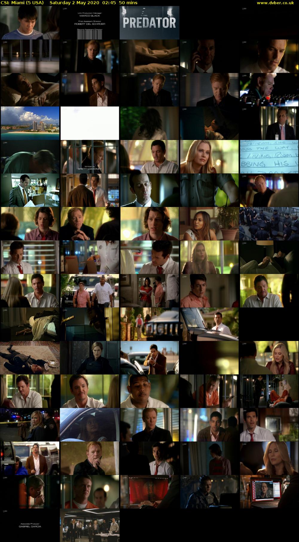 CSI: Miami (5 USA) Saturday 2 May 2020 02:45 - 03:35