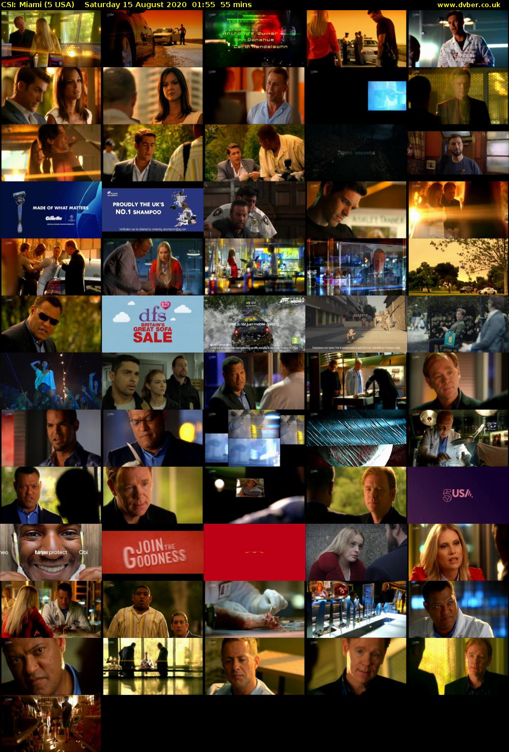 CSI: Miami (5 USA) Saturday 15 August 2020 01:55 - 02:50