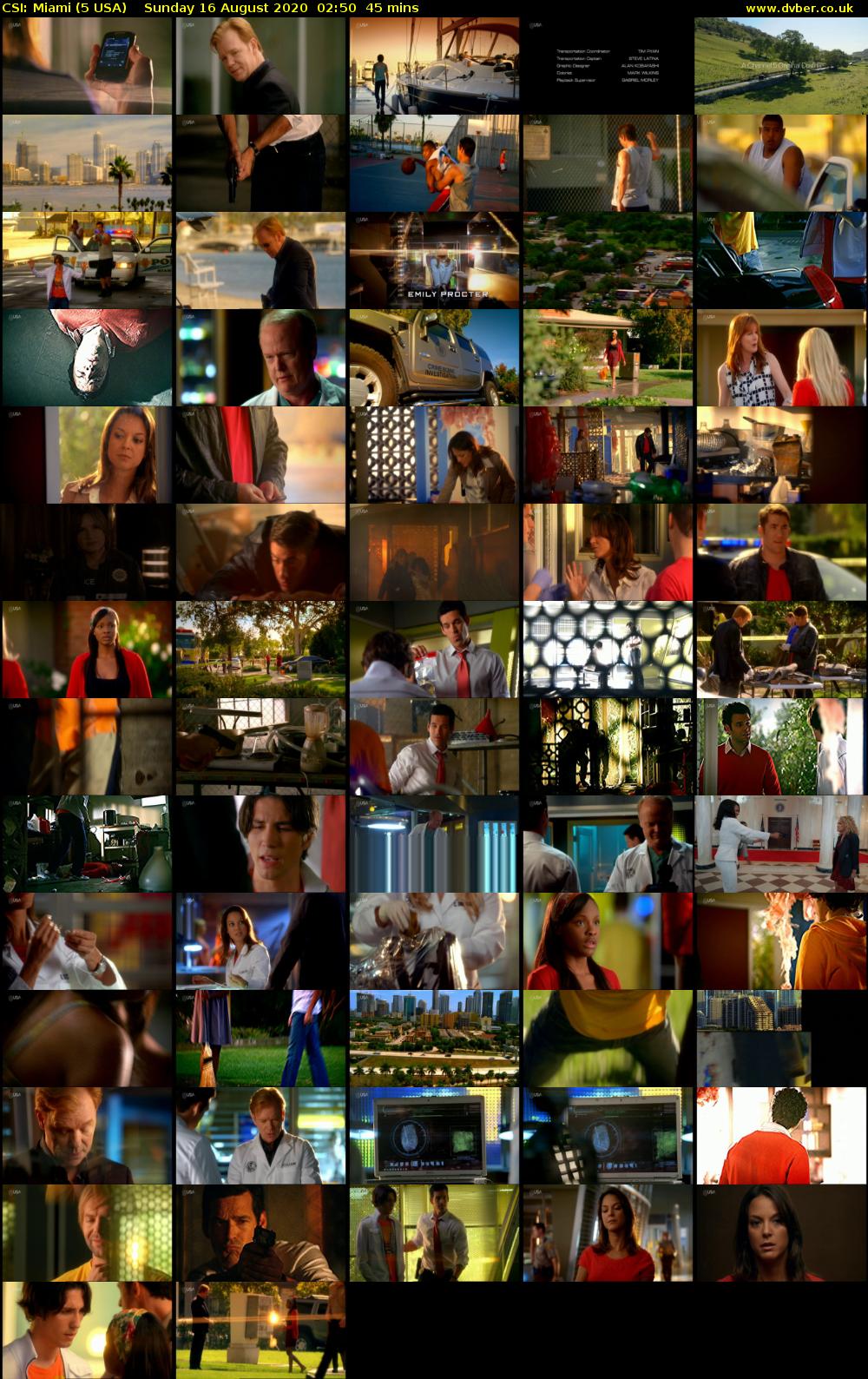 CSI: Miami (5 USA) Sunday 16 August 2020 02:50 - 03:35