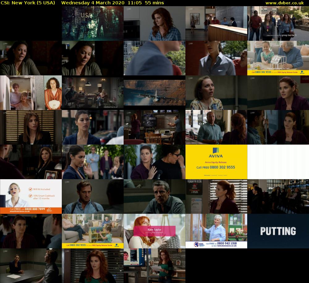 CSI: New York (5 USA) Wednesday 4 March 2020 11:05 - 12:00