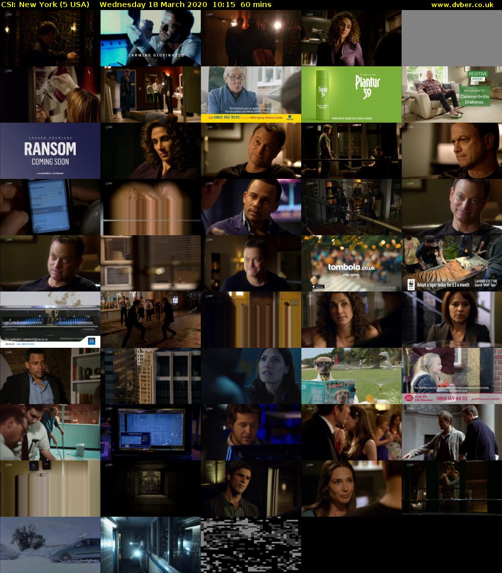 CSI: New York (5 USA) Wednesday 18 March 2020 10:15 - 11:15