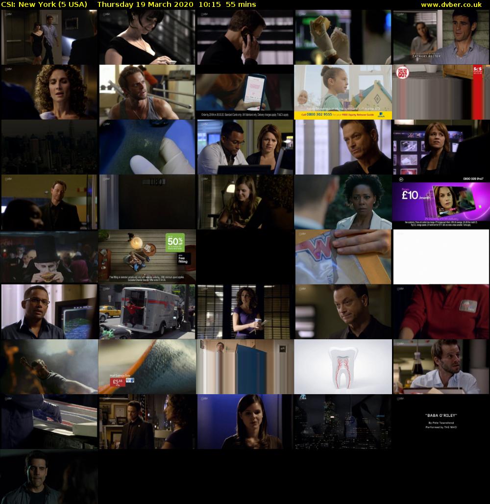 CSI: New York (5 USA) Thursday 19 March 2020 10:15 - 11:10