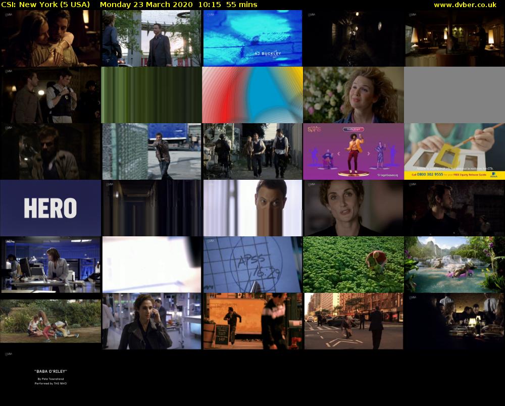 CSI: New York (5 USA) Monday 23 March 2020 10:15 - 11:10