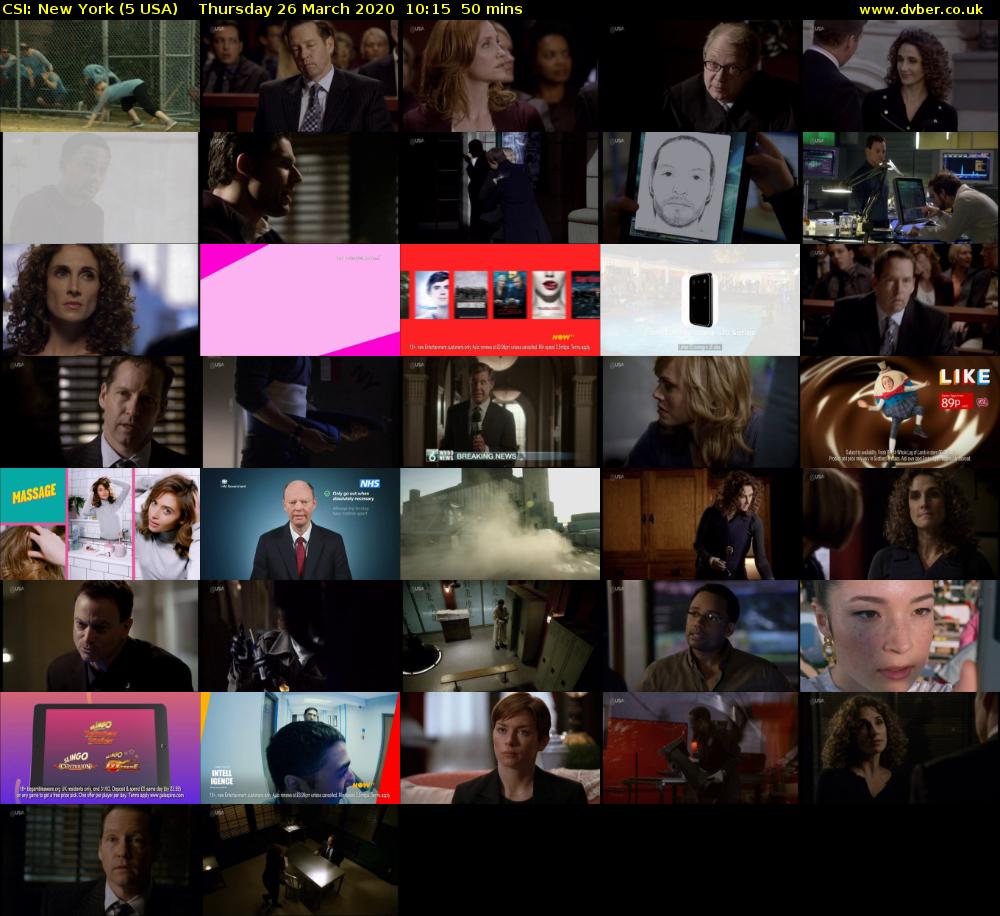 CSI: New York (5 USA) Thursday 26 March 2020 10:15 - 11:05