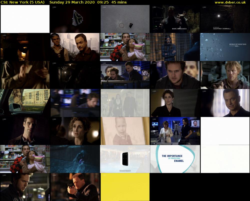 CSI: New York (5 USA) Sunday 29 March 2020 09:25 - 10:10
