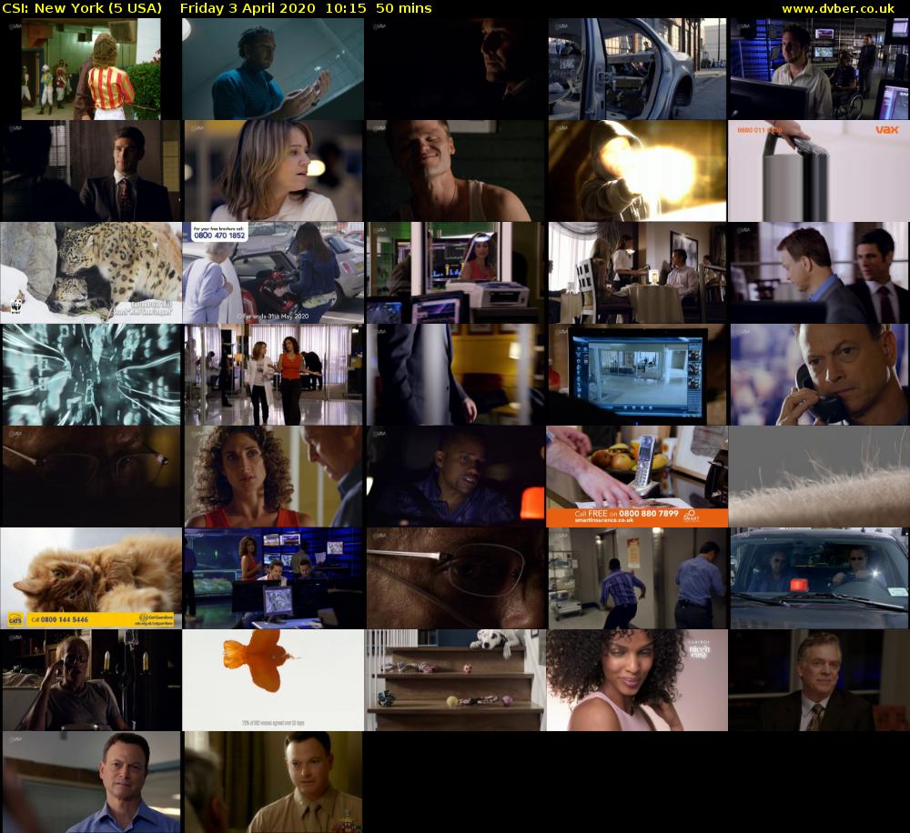 CSI: New York (5 USA) Friday 3 April 2020 10:15 - 11:05