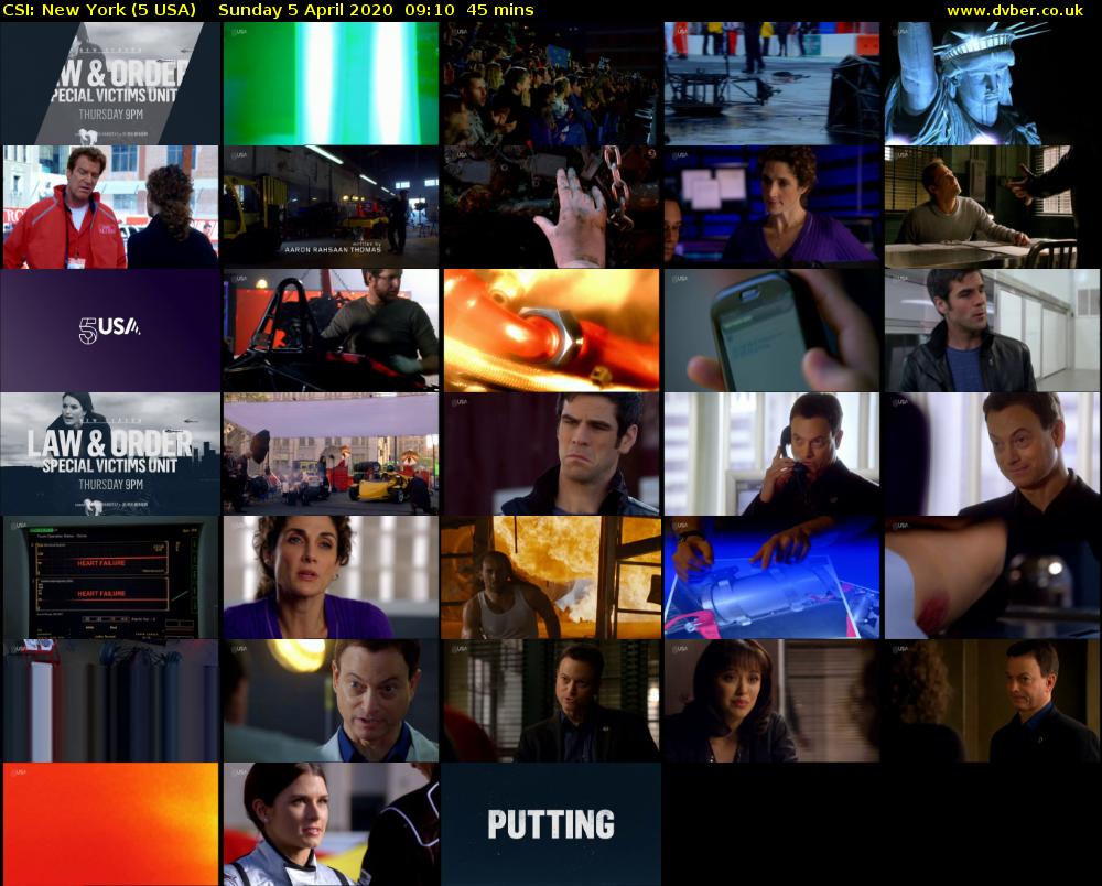 CSI: New York (5 USA) Sunday 5 April 2020 09:10 - 09:55