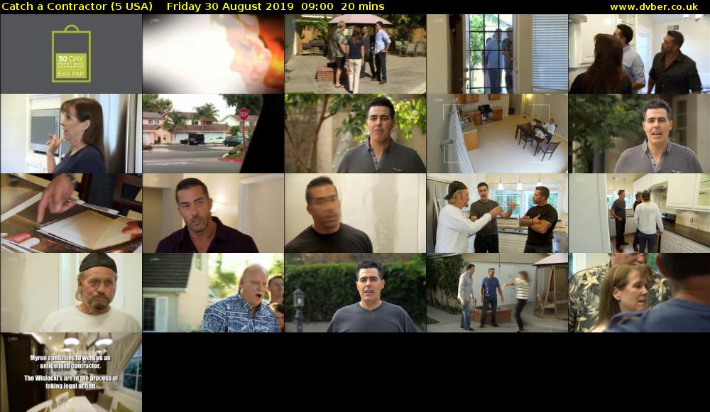 Catch a Contractor (5 USA) Friday 30 August 2019 09:00 - 09:20