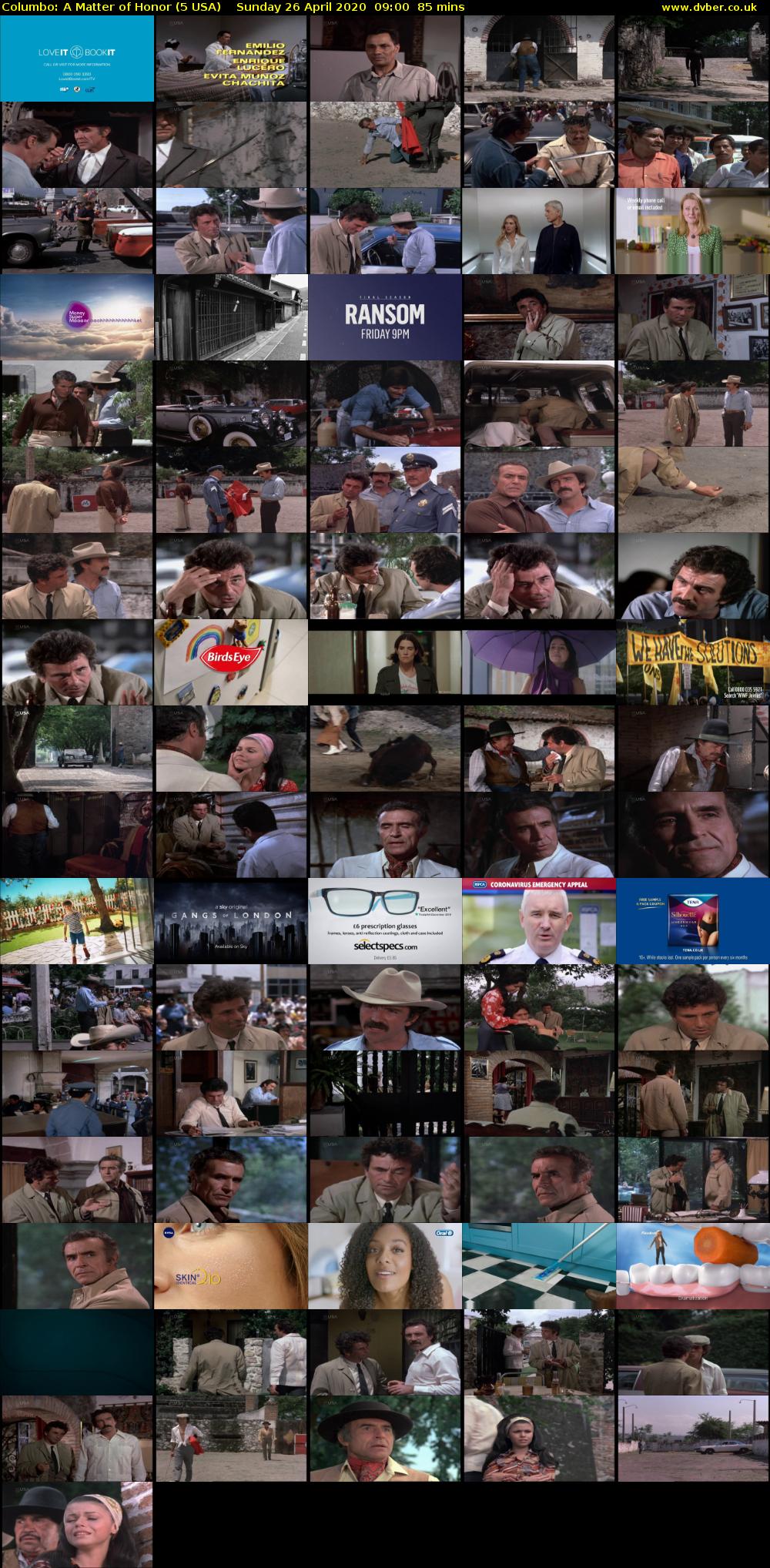 Columbo: A Matter of Honor (5 USA) Sunday 26 April 2020 09:00 - 10:25