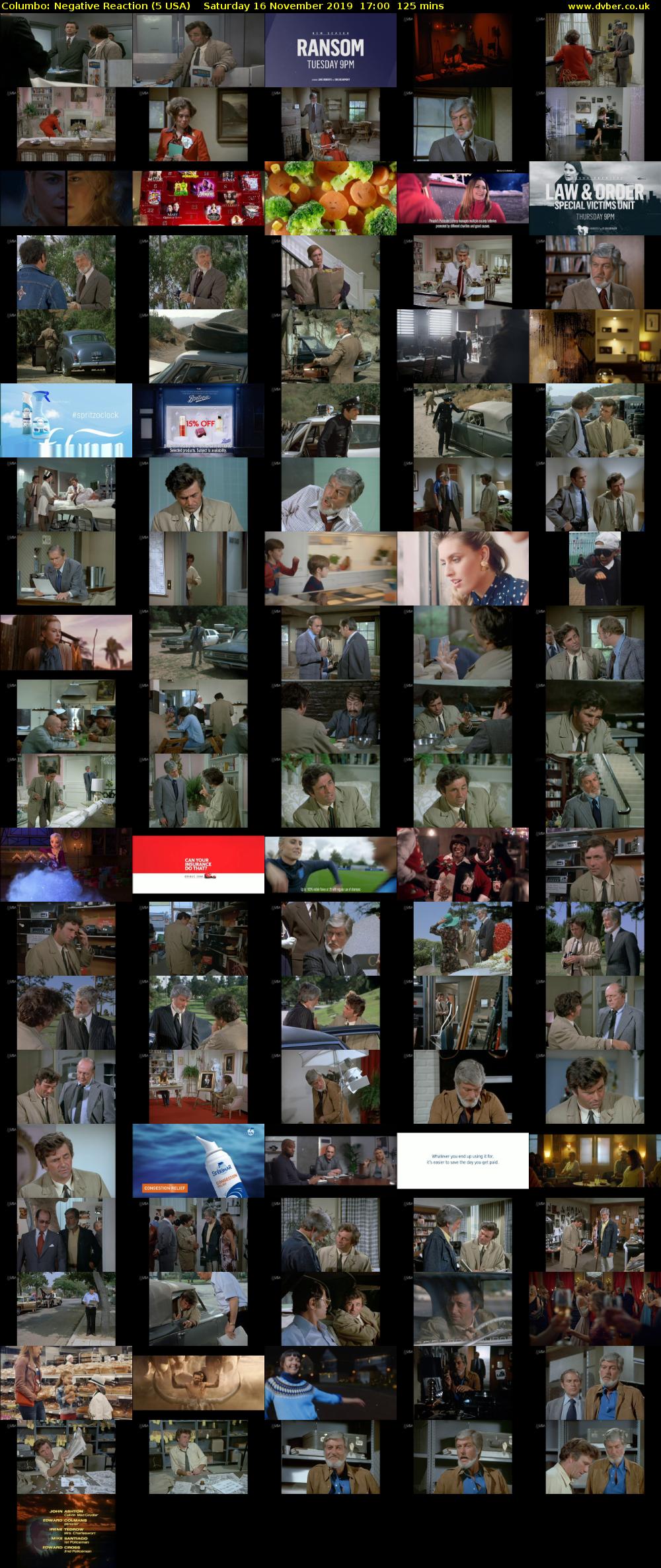 Columbo: Negative Reaction (5 USA) Saturday 16 November 2019 17:00 - 19:05