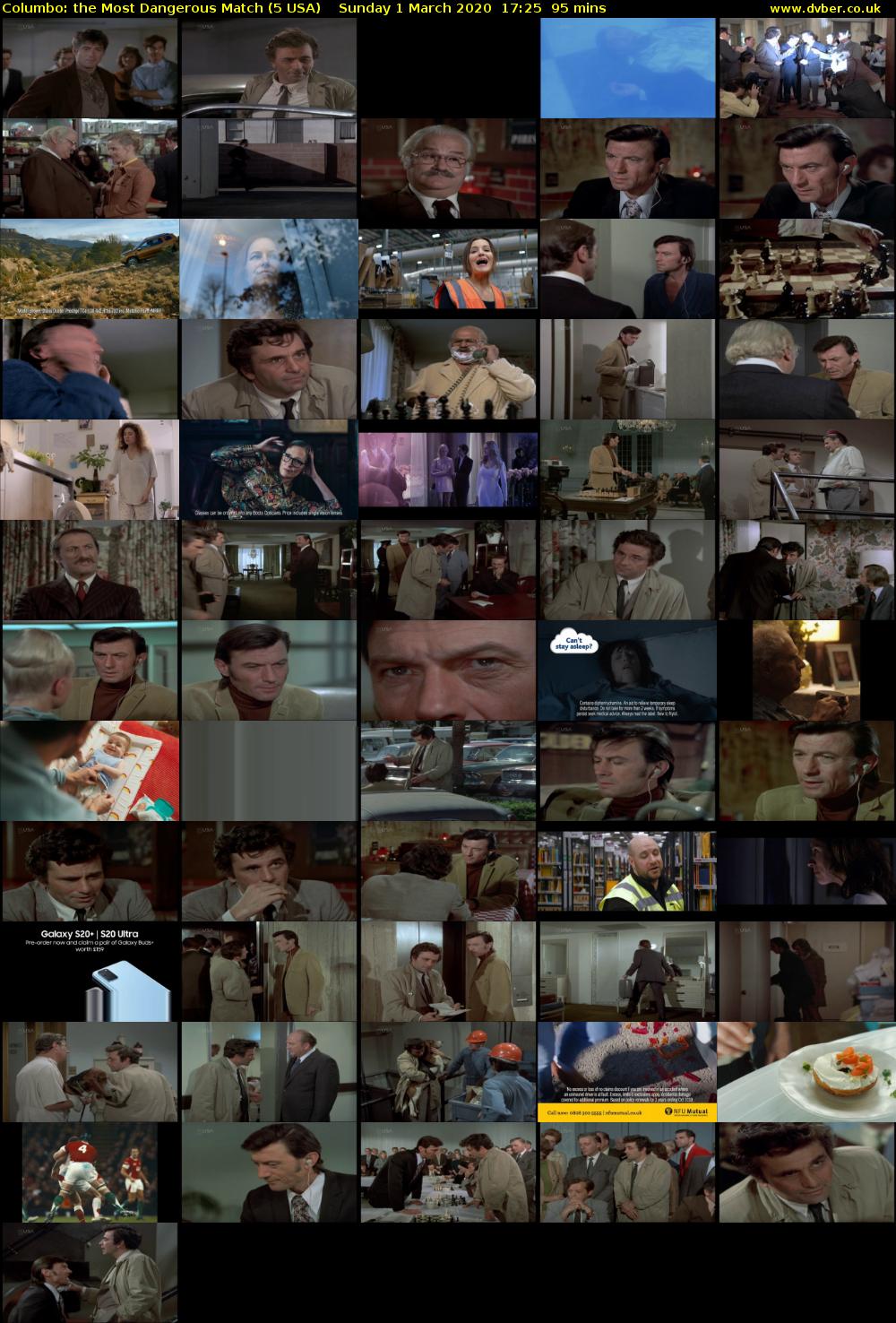 Columbo: The Most Dangerous Match (5 USA) Sunday 1 March 2020 17:25 - 19:00