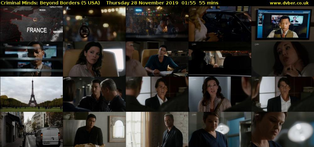 Criminal Minds: Beyond Borders (5 USA) Thursday 28 November 2019 01:55 - 02:50
