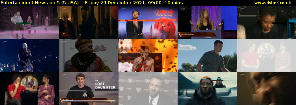 Entertainment News on 5 (5 USA) Friday 24 December 2021 09:00 - 09:10