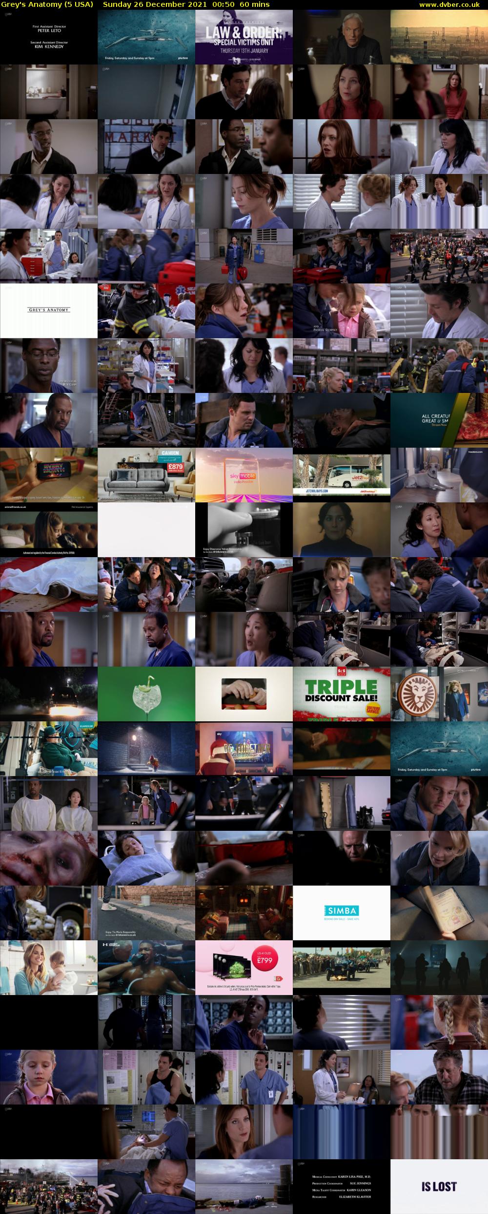 Grey's Anatomy (5 USA) Sunday 26 December 2021 00:50 - 01:50