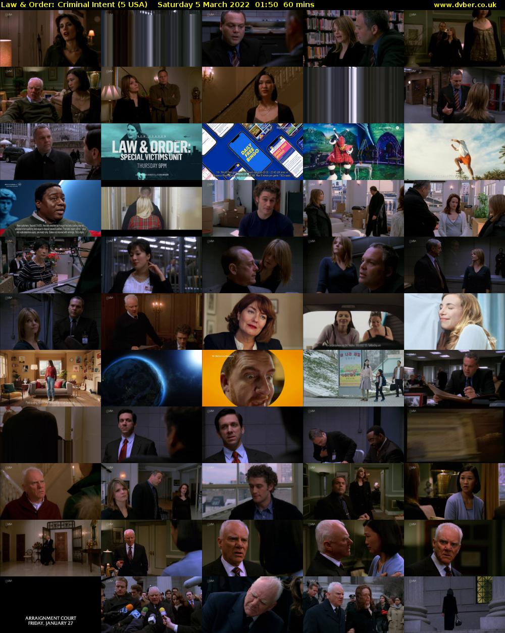 Law & Order: Criminal Intent (5 USA) Saturday 5 March 2022 01:50 - 02:50